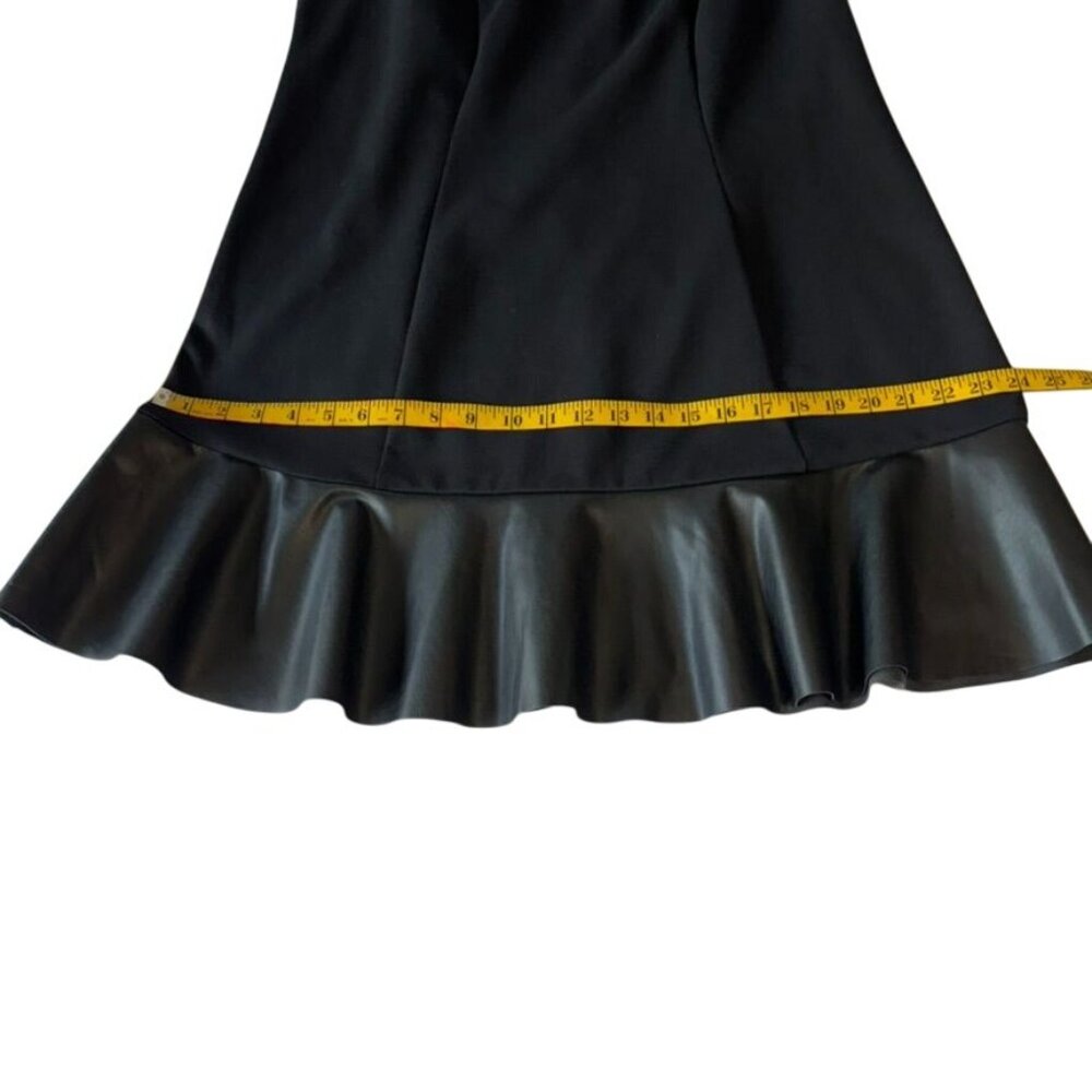 Michael Michael Kors Sleeveless Black Dress With Faux Leather Hem & Back Zipper - Picture 12 of 12